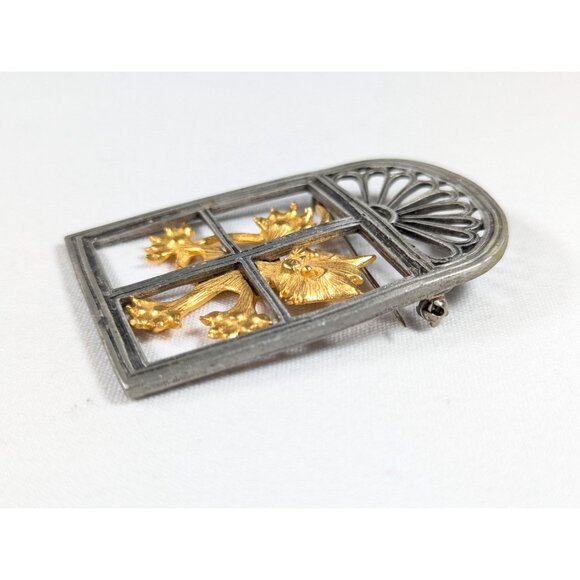 Vintage Jonette Jewelry cat in window brooch, funny costume jewelry, gift for - Picture 4 of 9